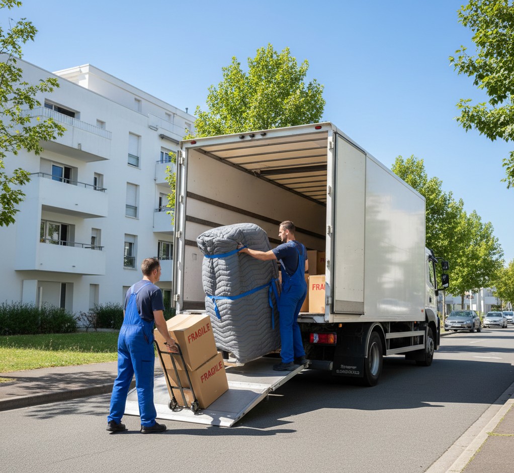 Camion et équipe de déménagement à Irigny