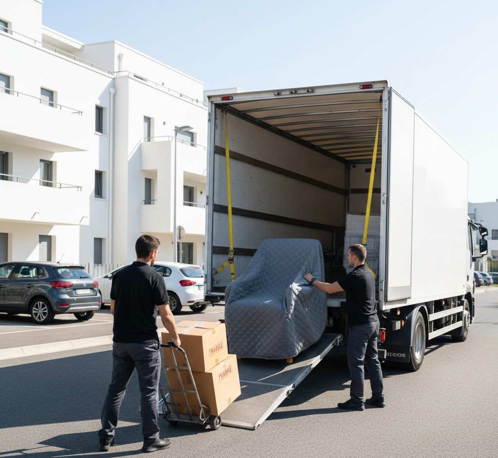 Déménagement à Meyzieu avec camion en chargement