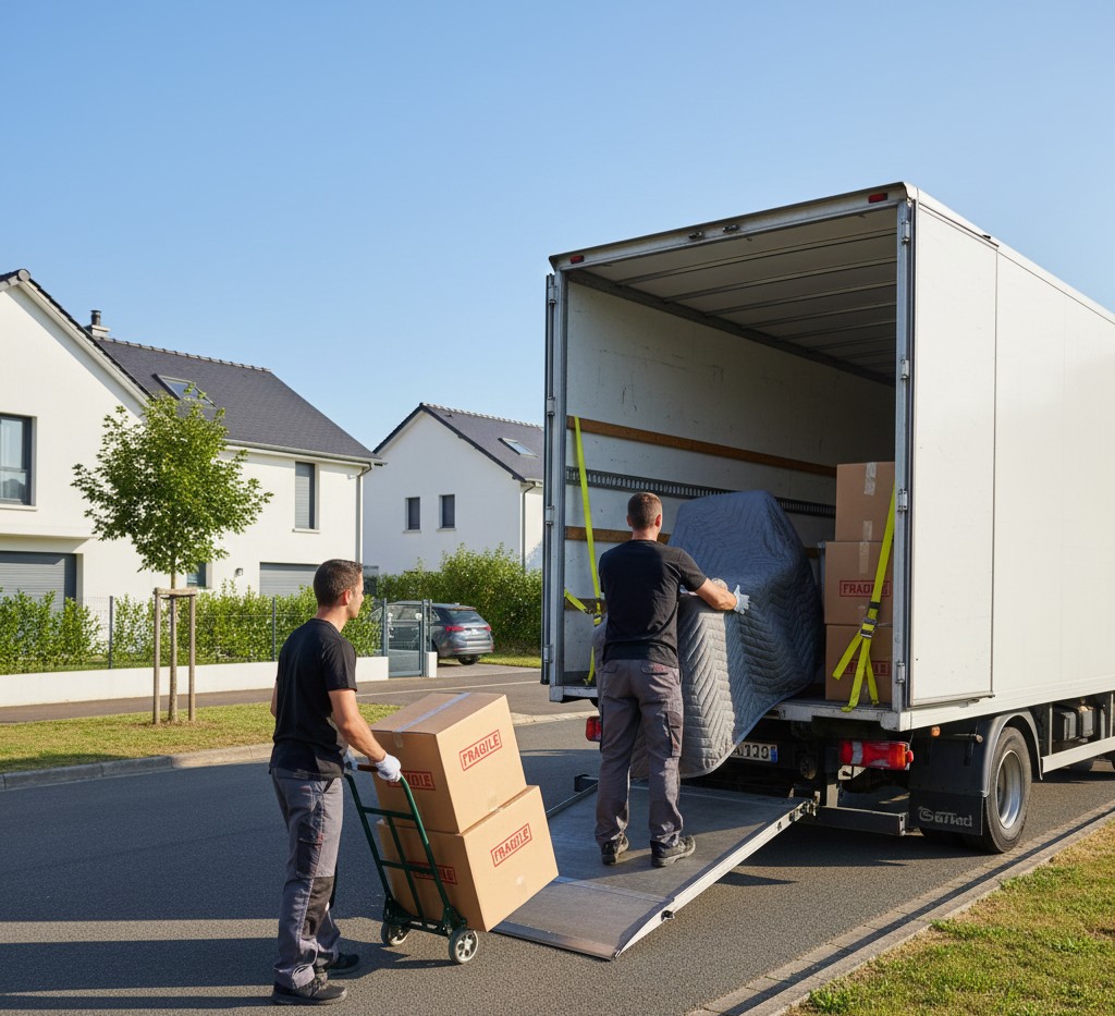 Déménagement à Mions avec camion en chargement