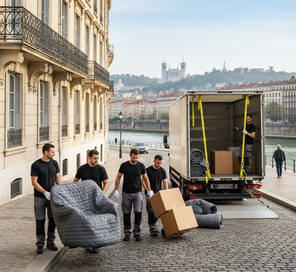 Déménagement à Neuville-sur-Saône avec camion et équipe