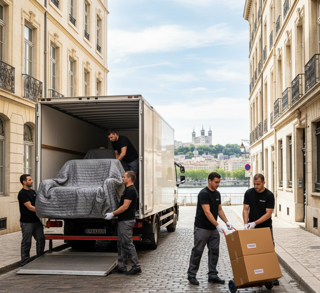 Déménagement à Saint-Genis-Laval avec camion et équipe
