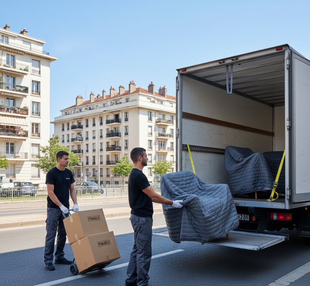 Déménagement à Villeurbanne avec camion en chargement